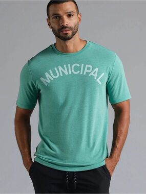 Municipal Logo Crewneck Tee in Mint Green